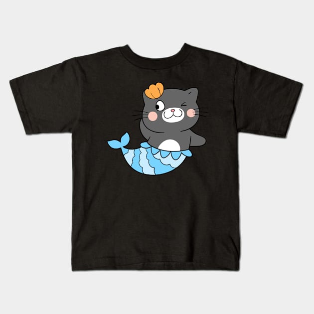 mermaid cat, cute cat mermaid, birthday gift Kids T-Shirt by Kingostore